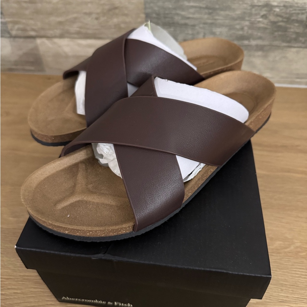 Abercrombie & Fitch Brown Cross-Strap Sandals